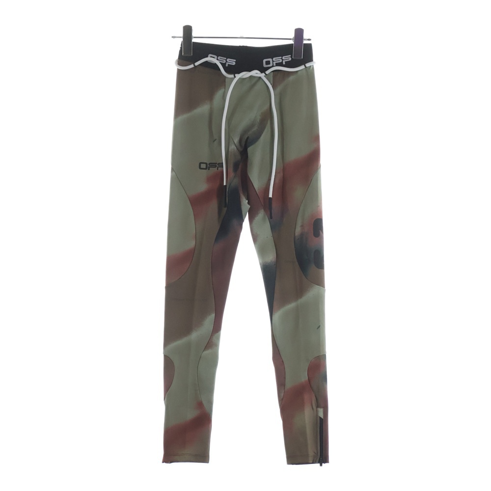 CAMO ACTIVE TIGHTS カモ柄 ロゴプリント ジップスリット アクティブ タイツ レギンス パンツ カーキ OMVG007120JER0026010 Sランク
