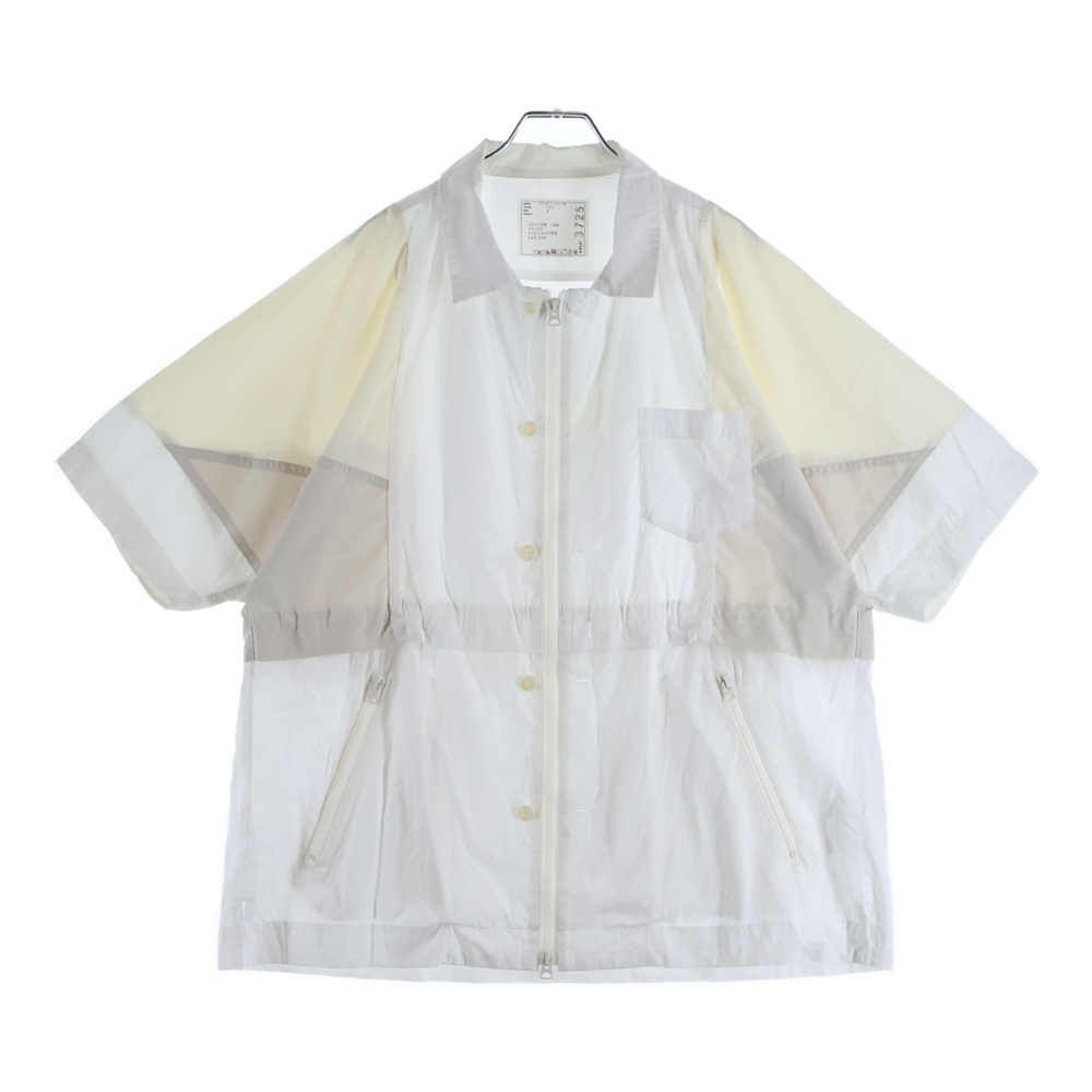 25SS POPLIN TASLAN NYLON SHIRT ポプリン タスランナイロン ジップアップ レギュラーカラー 半袖シャツ ホワイト 25-03725M Bランク