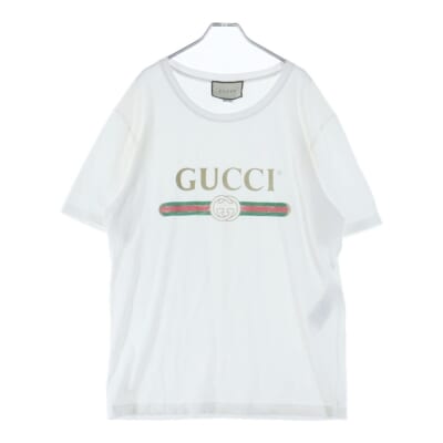 ロゴ ウォッシュド オーバーサイズ クルーネック半袖Tシャツ カットソー ホワイト 440103 X3F05 Bランク