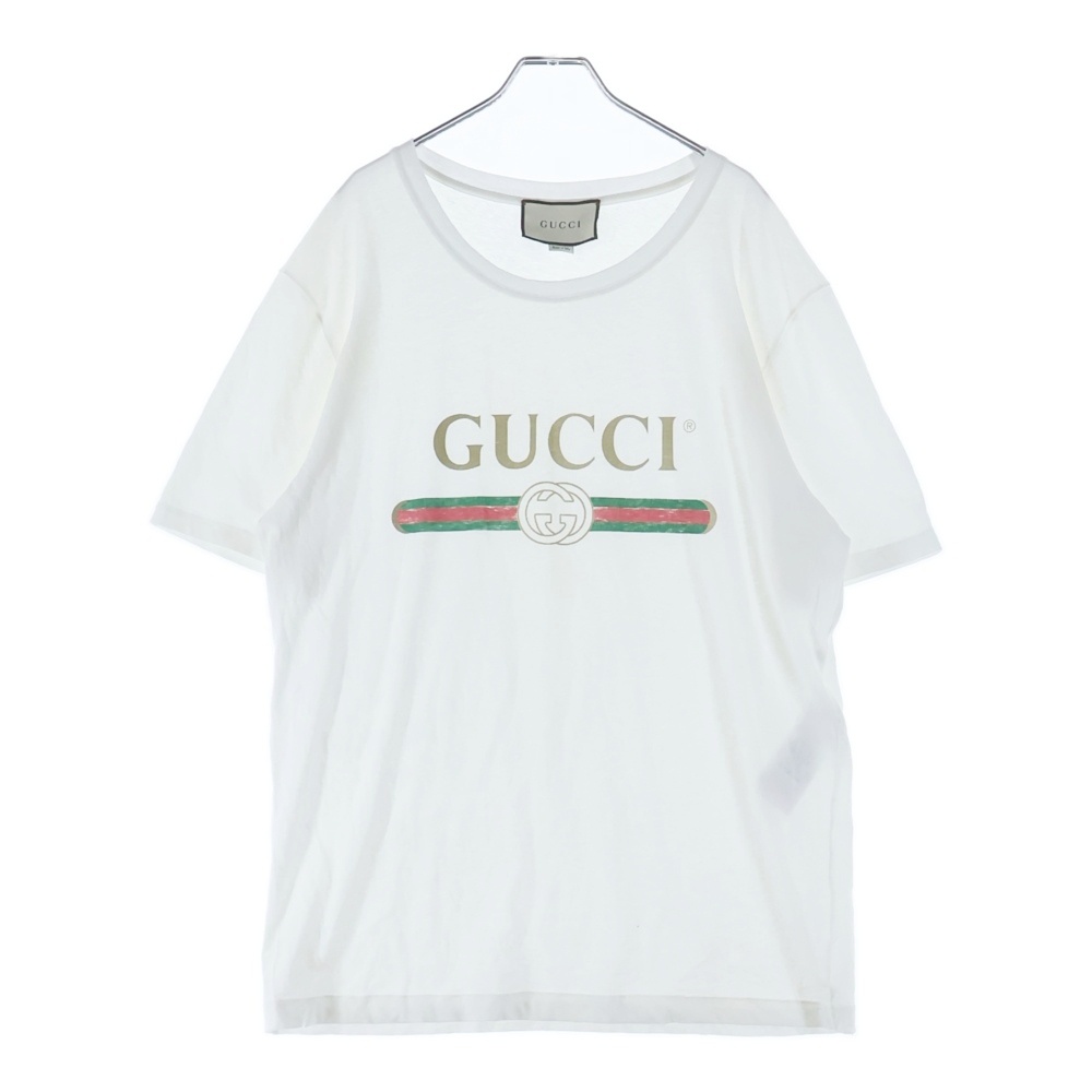 ロゴ ウォッシュド オーバーサイズ クルーネック半袖Tシャツ カットソー ホワイト 440103 X3F05 Bランク