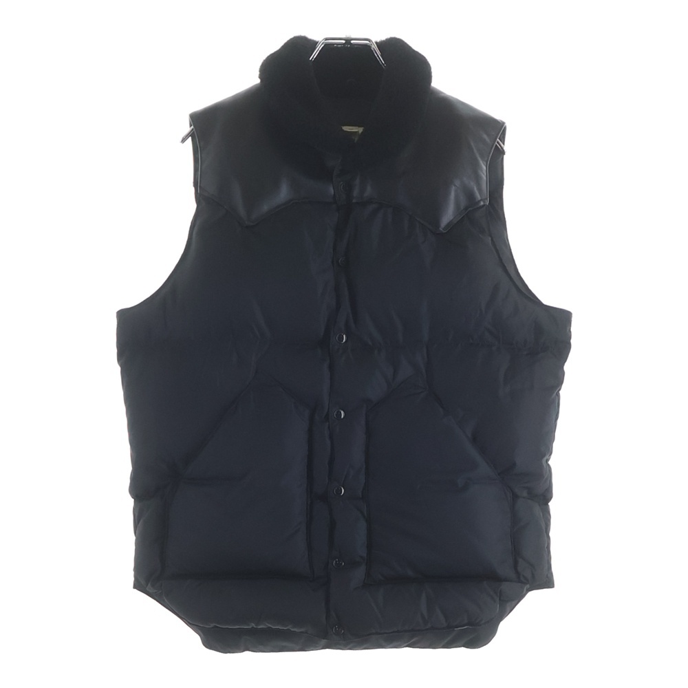 Christy Vest クリスティ レザー切替 ボアカラー ダウンベスト ブラック Bランク