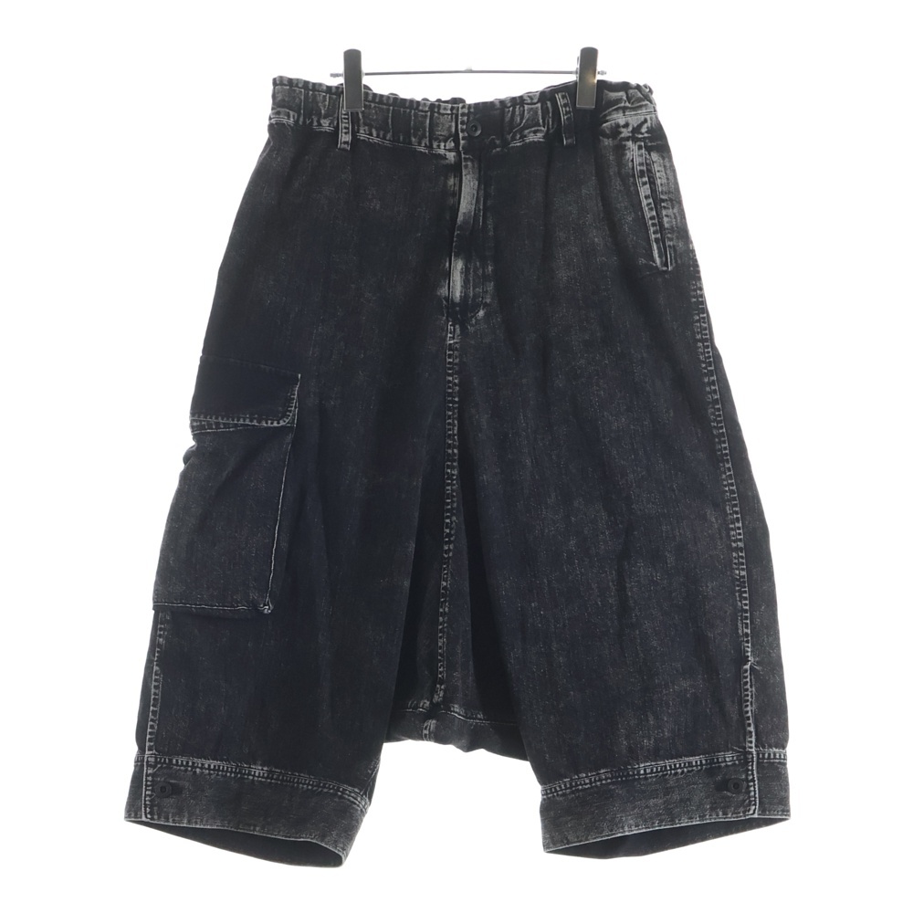 8OZ DENIM CHEMICAL WASH HEM CUFFS SAROUEL PANTS エイトオンス ケミカルウォッシュ ヘムカフス サルエルデニムパンツ レディース ブラック YK-P23-008 Bランク