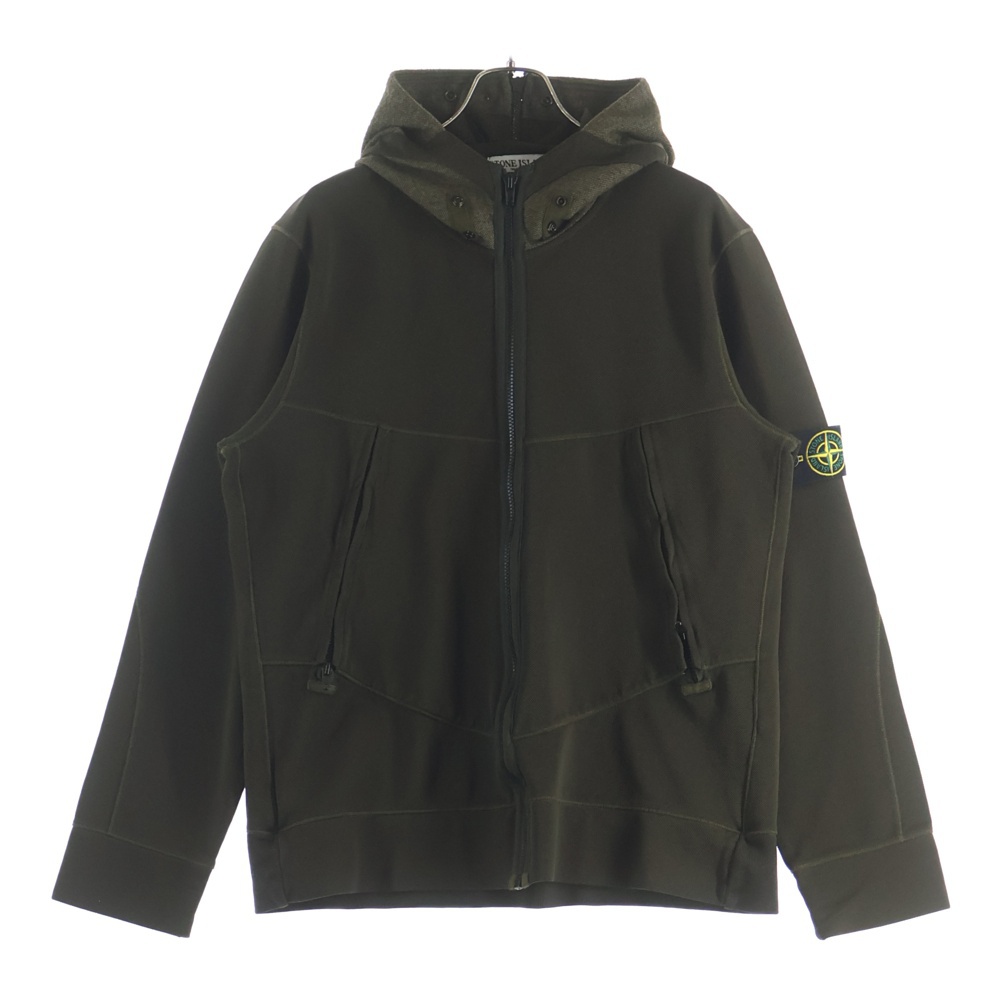 STONE ストーンアイランド ジップアップ パーカー カーキ S 中古・古着通販】STONE ISLAND (ストーンアイランド) ジップアップ