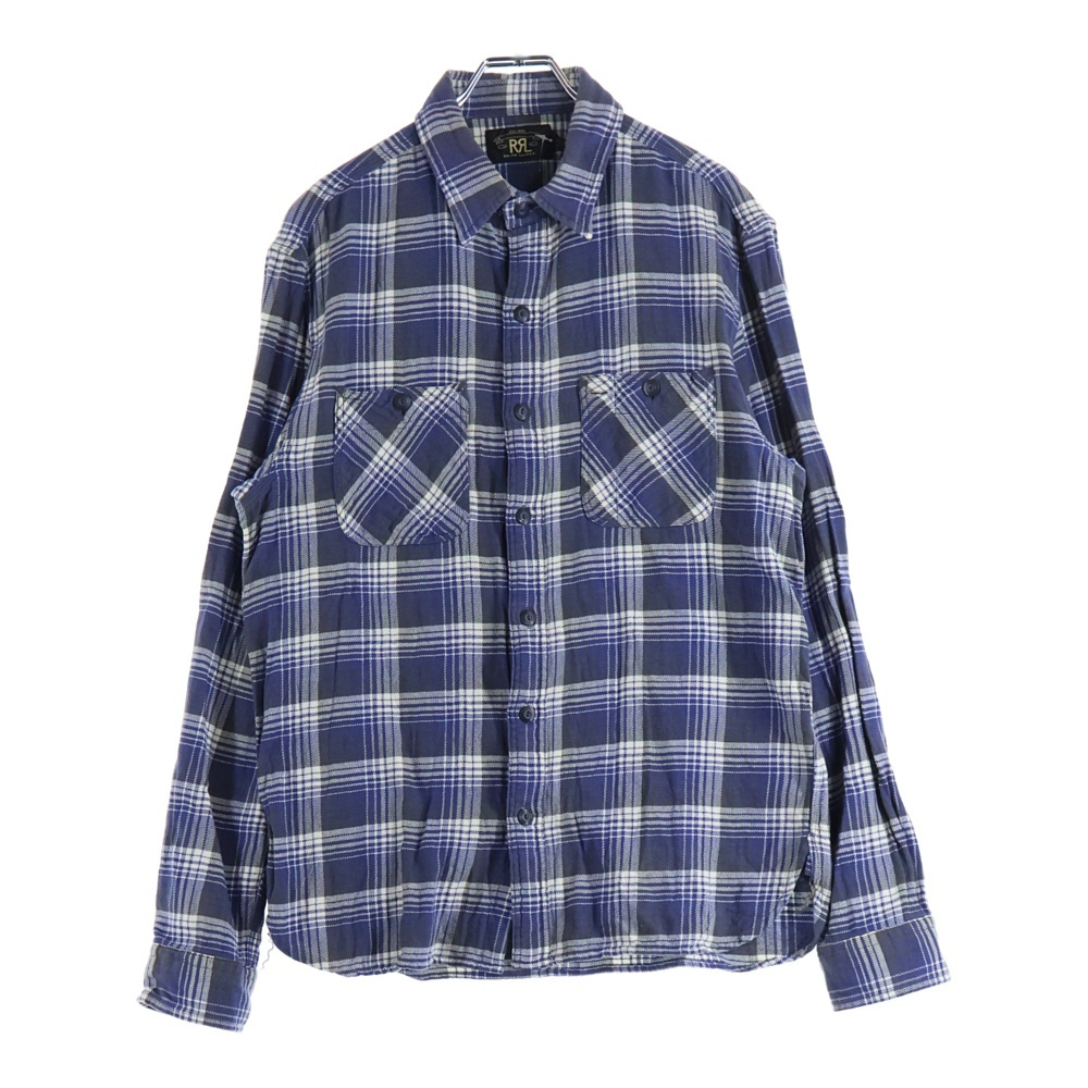 L/S CHECK SHIRT コットン チェック 長袖シャツ ブルー/グレー Bランク