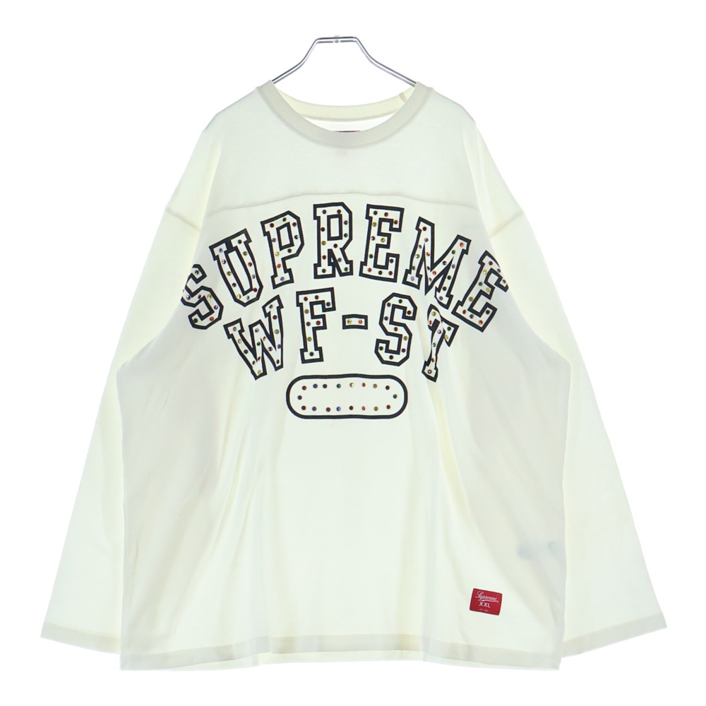 24AW Athletic Studded L/S Top アスレチック スタッズ ロゴプリント 長袖Tシャツ カットソー ホワイト Sランク