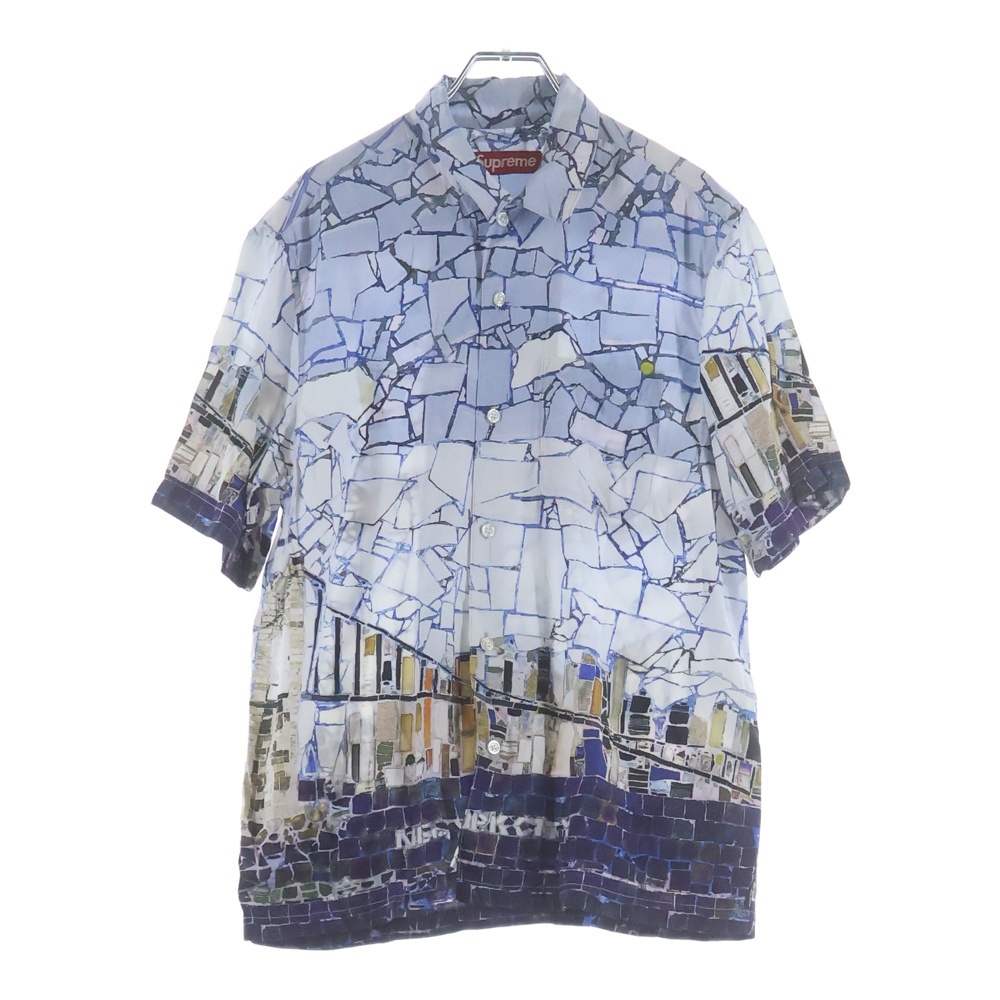 24SS Mosaic S/S Shirt モザイク柄 レーヨン半袖シャツ ブルー調 Aランク
