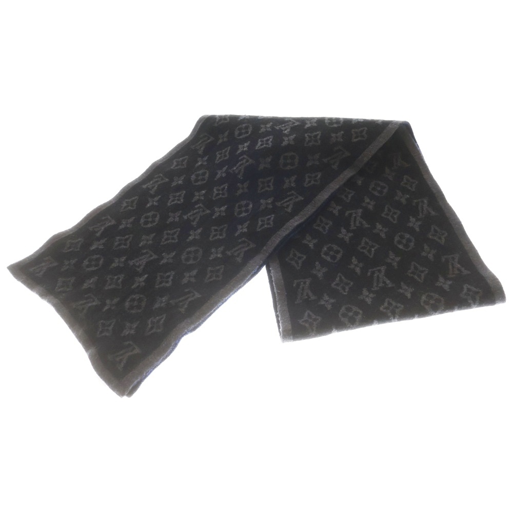 エシャルプ モノグラム/ストライプ ウールニットマフラー アクセサリー グレー M76819 Bランク