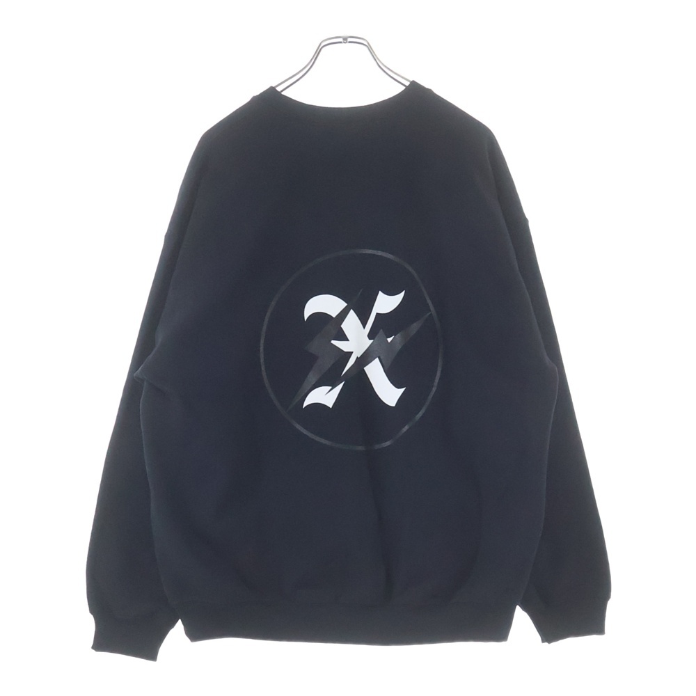 ×FRAGMENT フラグメント ロゴプリント クルーネックスウェット トレーナー ブラック Sランク