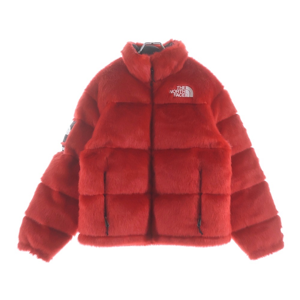 20AW ×THE NORTH FACE Faux Fur Nuptse Jacket ノースフェイス フェイク ファー ヌプシ ジップアップ ダウンジャケット レッド ND92001I Aランク