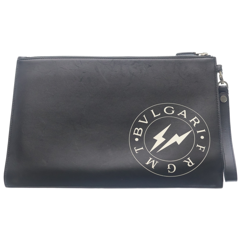 ×FRGMT Leather Clutch Bag フラグメント レザー クラッチバッグ ブラック Bランク