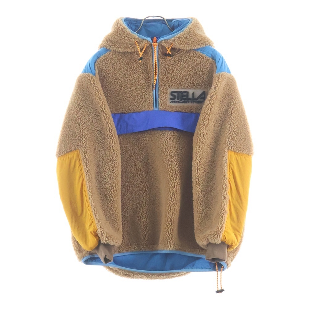 21AW ラバーロゴ ボア フリース ハーフジップ プルオーバー ジャケット ブルゾン ブラウン/ブルー レディース 603726 Aランク