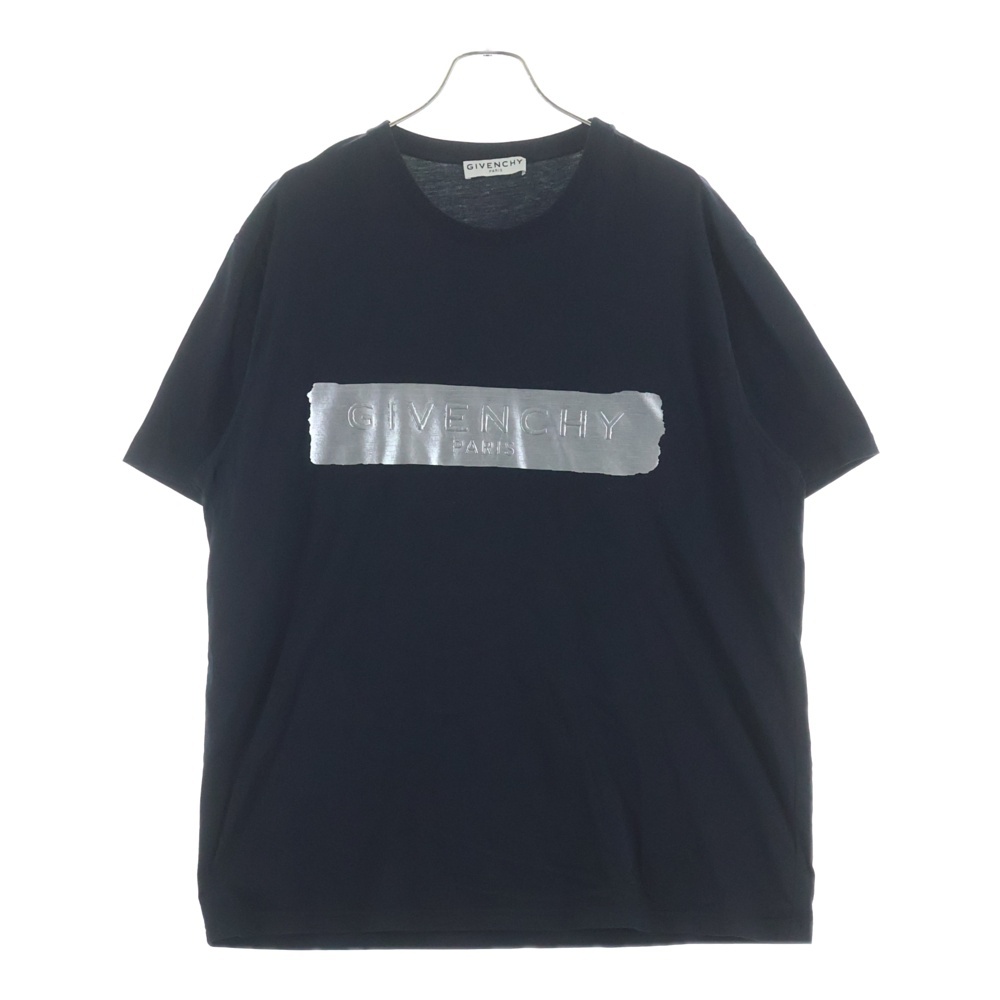 フロント ペイントロゴ クルーネック 半袖Tシャツ カットソー ブラック/シルバー BM711D3002 Bランク