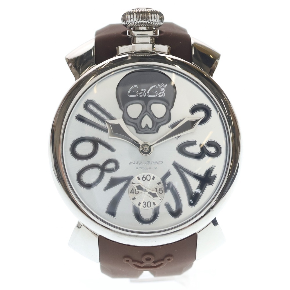 MANUALE48 マヌアーレ 48mm 黒文字盤 手巻き 腕時計 シルバー/ブラック N.2694 Bランク