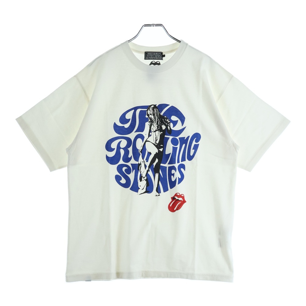 ×THE ROLLING STONES ザローリングストーンズ デザインロゴ 半袖Tシャツ カットソー ホワイト Sランク