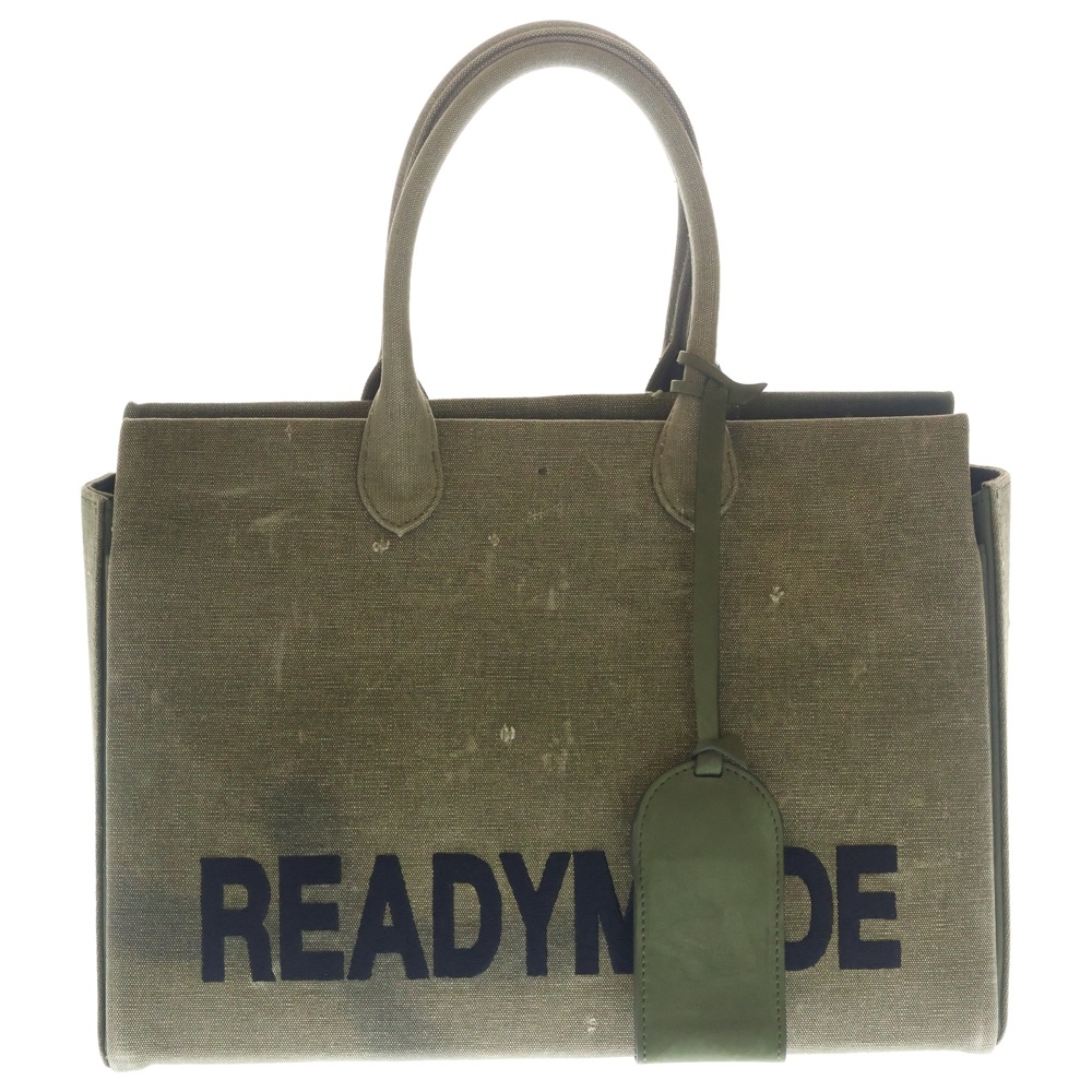 SHOPPING BAG 35 ショッピングバッグ ヴィンテージ加工 コットン ハンドバッグ トートバッグ カーキ Bランク