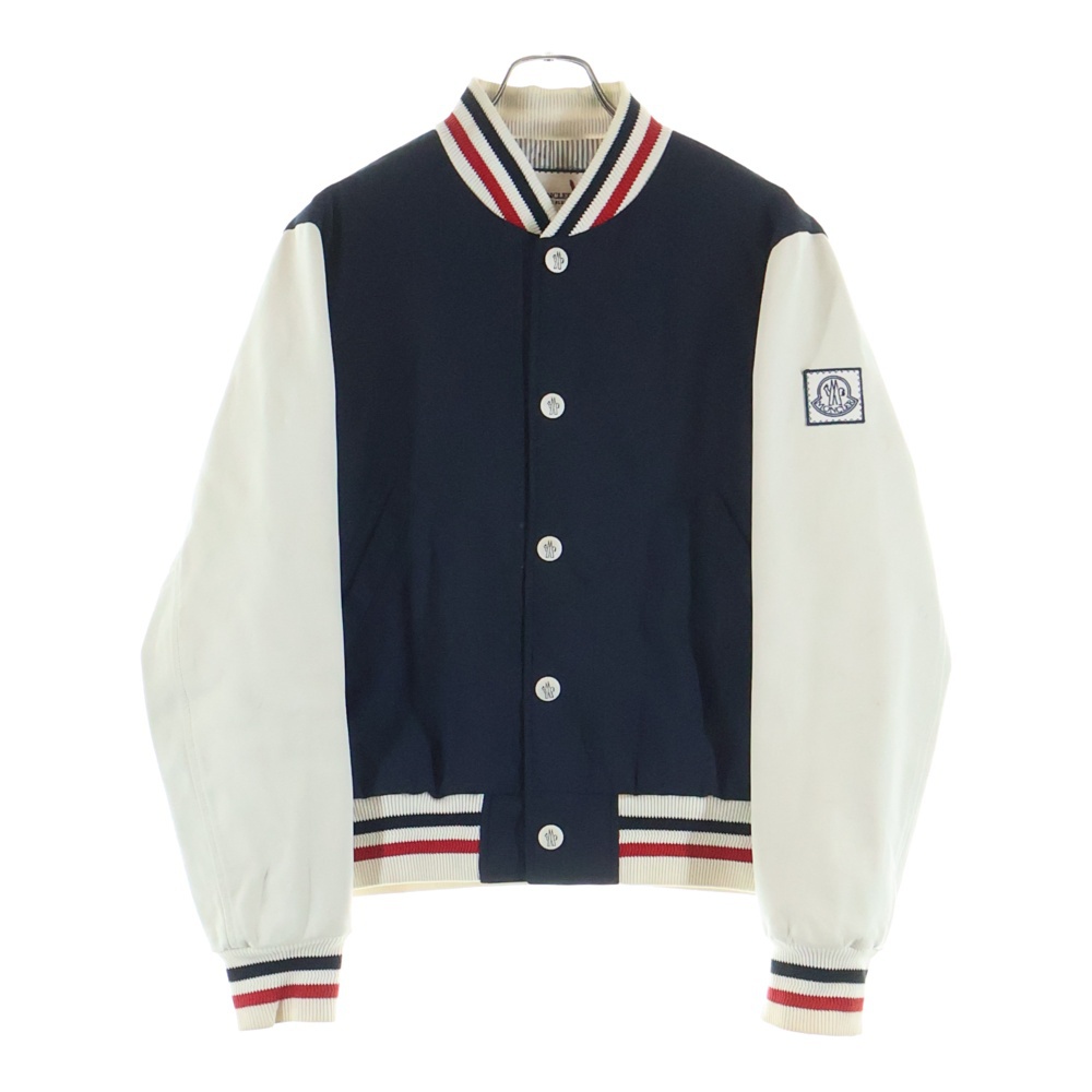 モンクレールガムブルー 16SS レザー ダウンジャケット スタジャン 