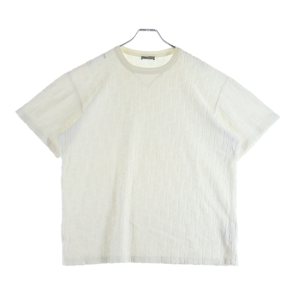 21SS オブリーク総柄 テリーコットン 半袖Tシャツ カットソー ホワイト 113J692A0614 Bランク