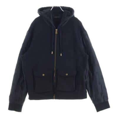 24SS ハイブリッドジップ モノグラム フーディーブルゾン ジャケット ブラック RM241 FWC HQY68W Bランク