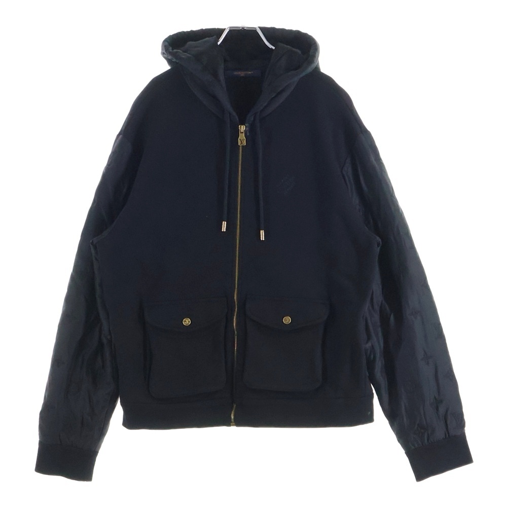 24SS ハイブリッドジップ モノグラム フーディーブルゾン ジャケット ブラック RM241 FWC HQY68W Bランク