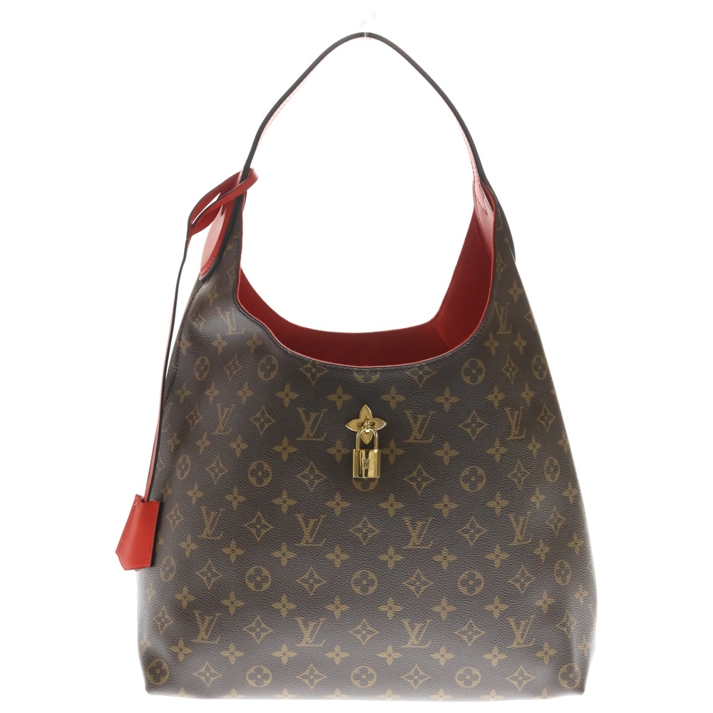 フラワーホーボー モノグラム コクリコ PVC レザー ワンショルダーバッグ ゴールド金具 ブラウン M43630 Aランク