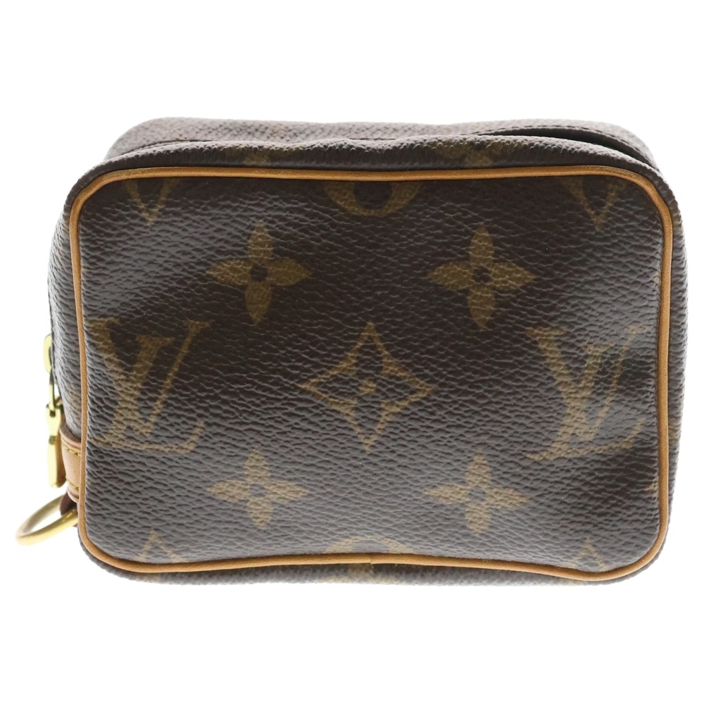 モノグラム トゥルース ワピティ ポーチ 小物入れ ケース ブラウン レザー×PVC M58030 ゴールド金具 Bランク