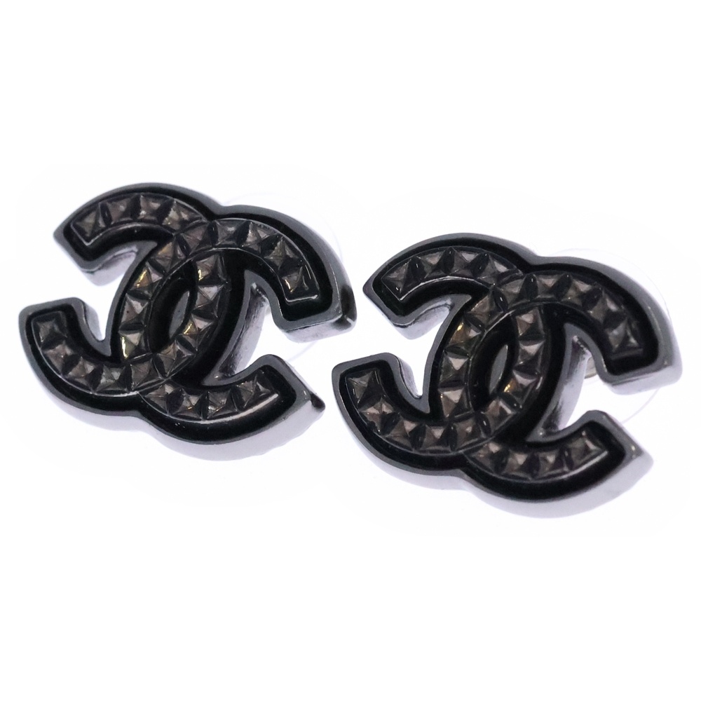 ココマーク ピアス ブラック×シルバー Aランク