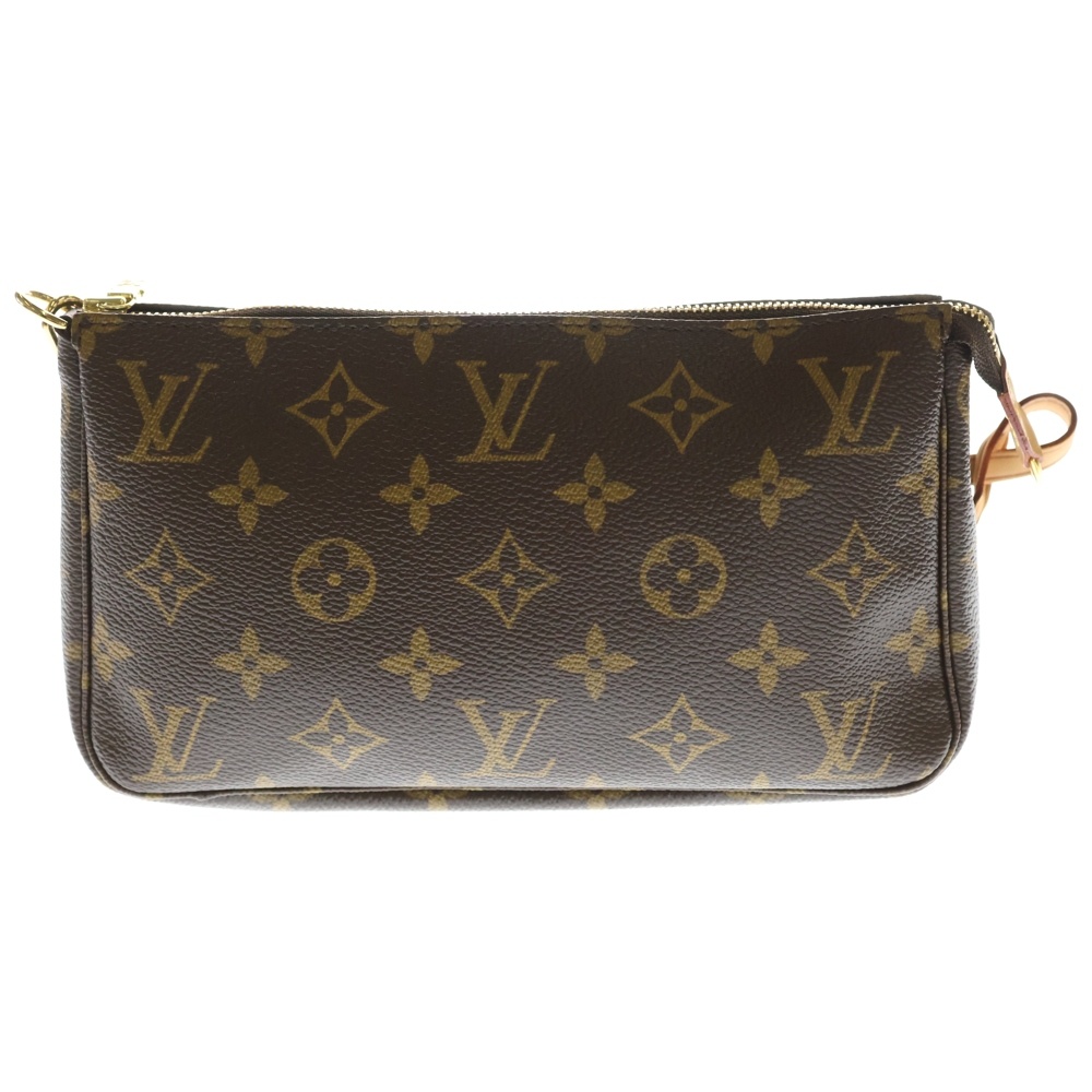 ポシェット アクセソワール モノグラム PVC レザー ハンドバッグ アクセサリーポーチ ゴールド金具 ブラウン M51980 Bランク