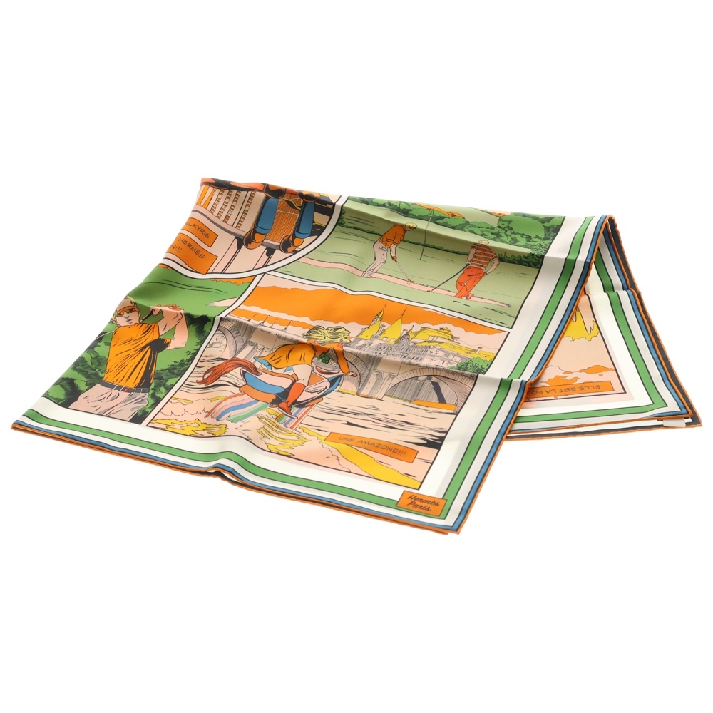 カレ90 Double Face Wow ダブルフェイス シルクスカーフ マルチカラー Sランク