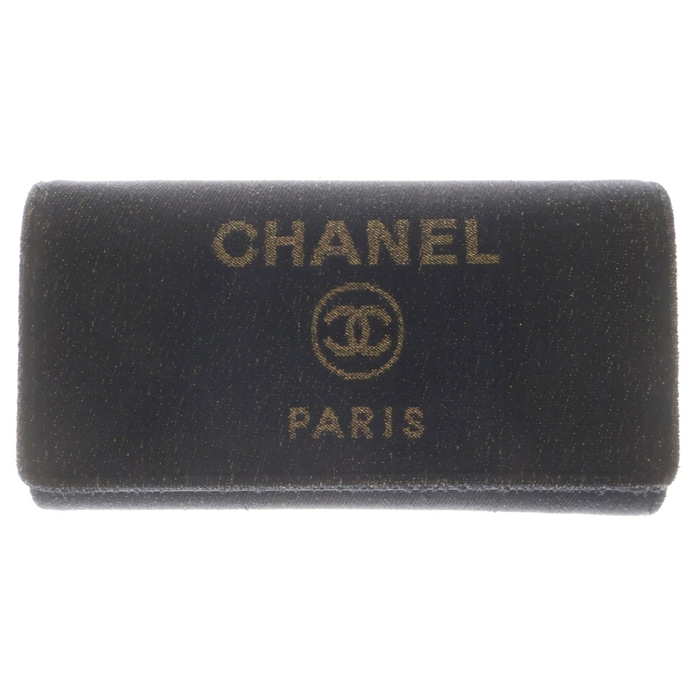 ドーヴィル 二つ折り長財布 ネイビー コットン ロングウォレット Bランク