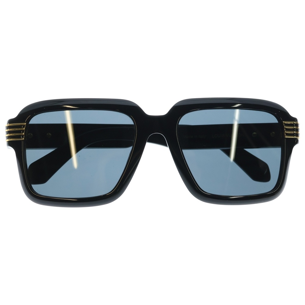 LV スライド ラージ スクエア ラウンド カラーレンズ サングラス メガネ 眼鏡 アイウェア ブラック Z2739U Aランク