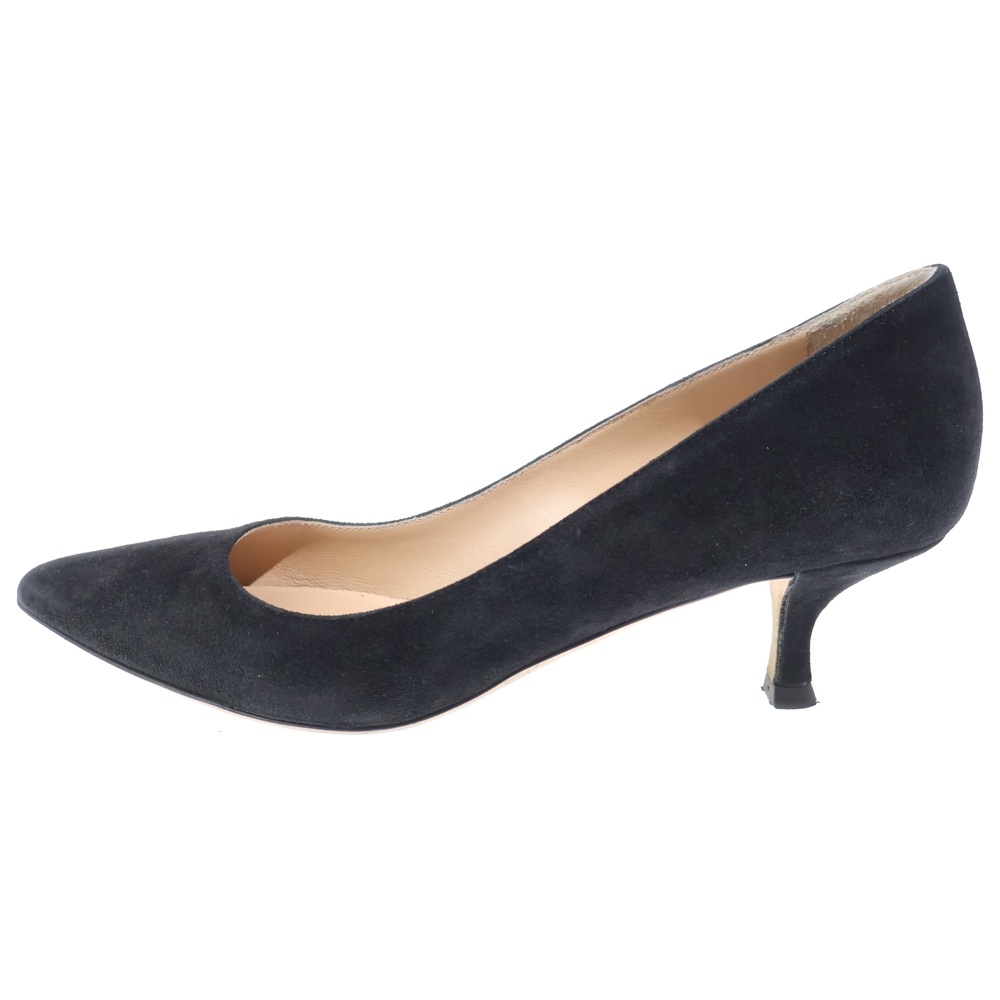 スエードレザー ヒール パンプス シューズ ブラック レディース Bランク