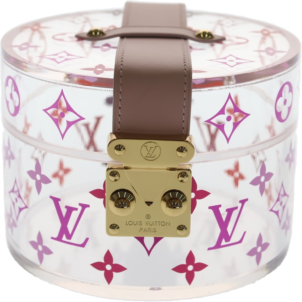 ボワット・スコット ジュエリーボックス 小物入れ クリア ピンク×クリア レザー GI0362 ゴールド金具 Bランク