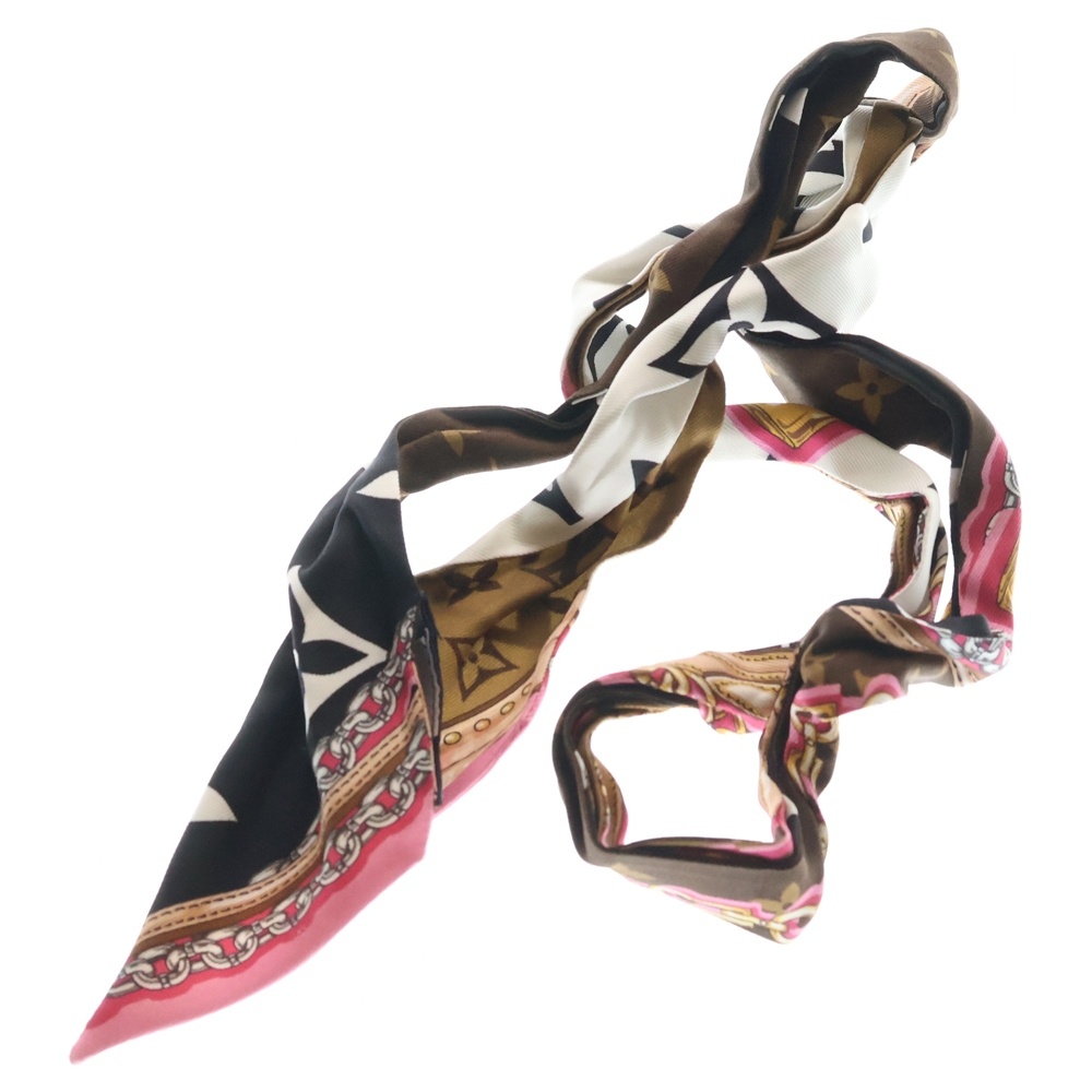 バンドーBB アルティメット シルクスカーフ ブラック×ホワイト×ピンク M76676 Bランク