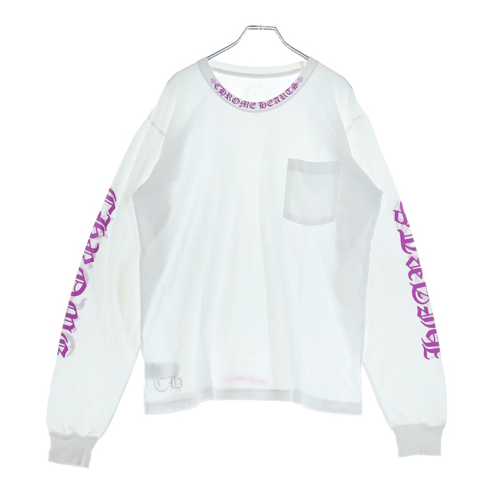 Neck Logo L/S TEE ネックロゴ ロングスリーブ長袖Tシャツ ホワイト/パープル Bランク