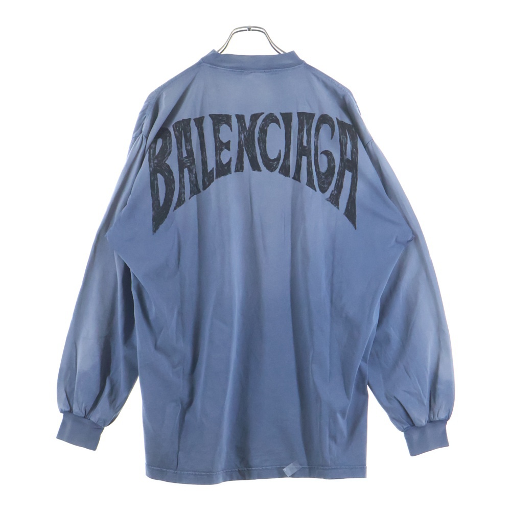 バックロゴ ヴィンテージ加工 長袖Tシャツ カットソー ブルー 772208 TPVU4 Sランク