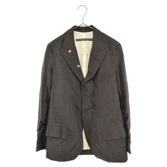 Mens Blazer メンズ ブレザー チェック テーラードジャケット ダークグレー Aランク