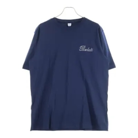 Thabor スモールロゴ刺繍 クルーネック半袖Tシャツ ネイビー