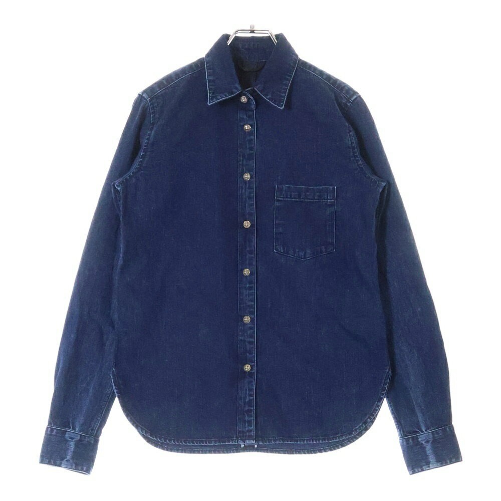 ルーズエンド 袖クロスパッチクロスボールボタンデニム長袖シャツ