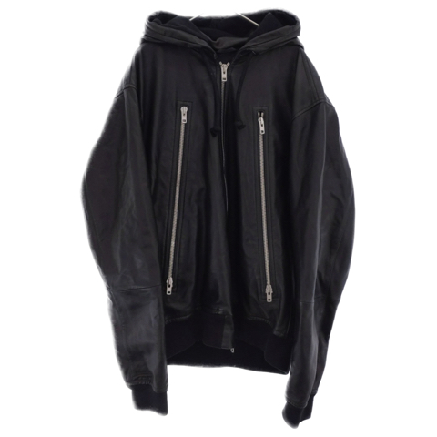 5ZIP LEATHER HOODIE 5ジップラムレザージップアップフーデッドジャケット 八の字