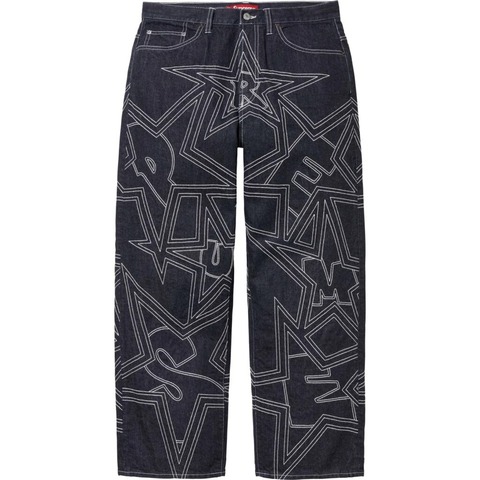 Stars Topstitch Baggy Jean
