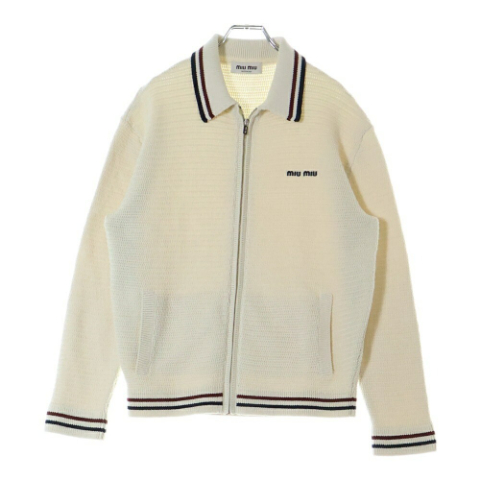 コットンニット ジッパーカーディガン