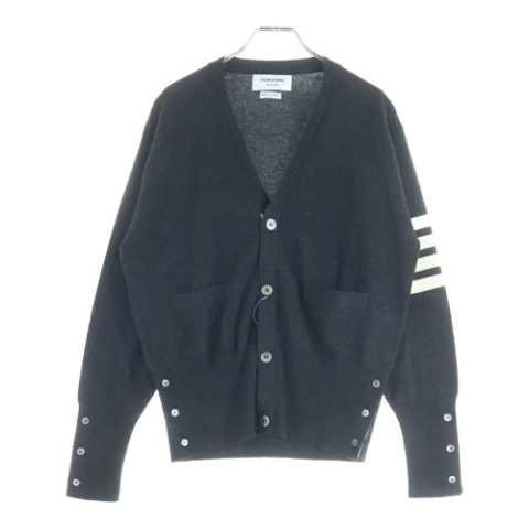 カシミヤ 4BAR Vネック カーディガン