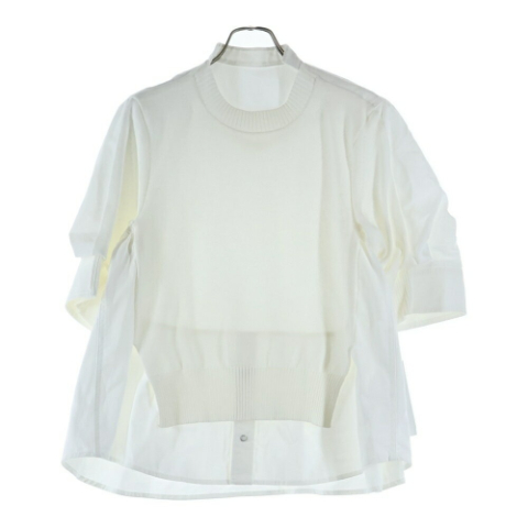 25SS ポプリン ニットドッキング 半袖ニットセーター