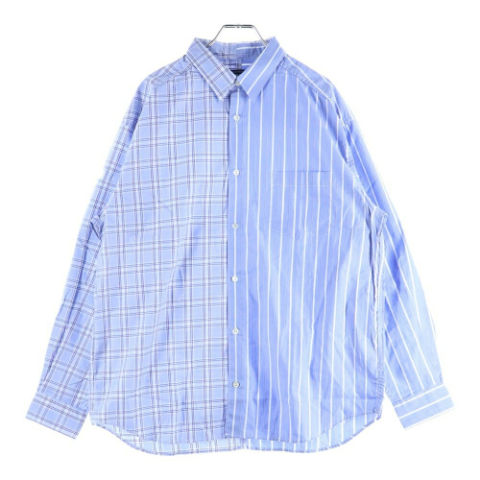 26SS パッチワーク ストライプ 長袖シャツ