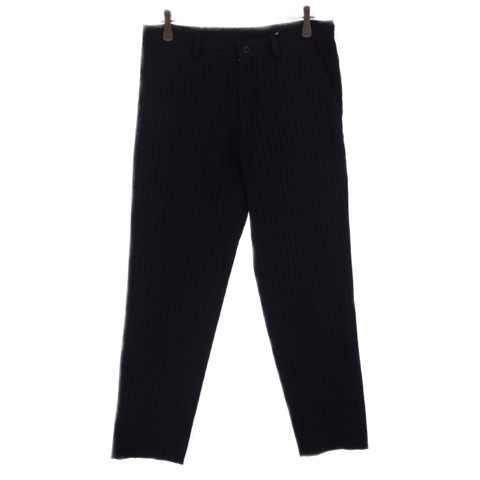 YARN DYED WAIST STRING THIN PANTS ウールリネンストライプ柄パンツ