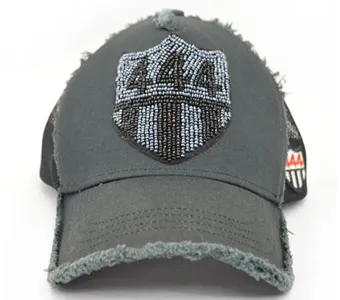 444 ビーズ刺繍メッシュキャップ