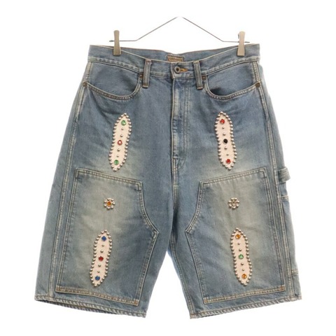 スタッドリメイク デニムハーフパンツ