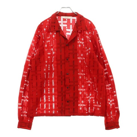 22SS CUBE LACE L/S SHIRT 総柄レース オープンカラーシャツ