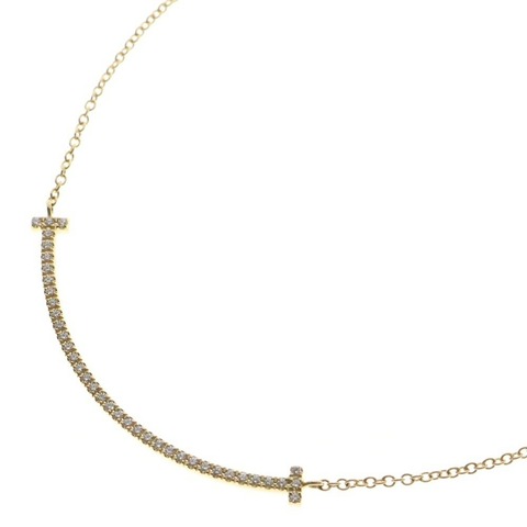 Tスマイル スモール ダイヤ ネックレス K18 YG