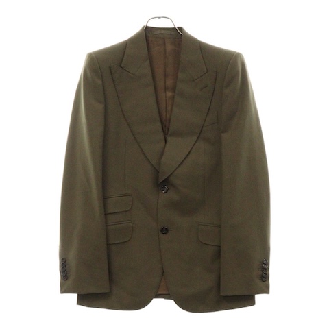 ワイドピークドラペル ロゴボタン シングル テーラードジャケット